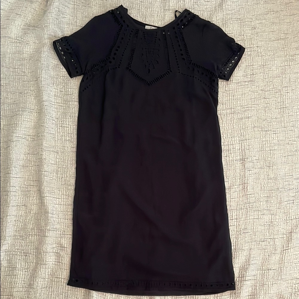 Dex Navy Blue Eyelet Mini Dress